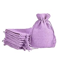 Jute Linen Gift Bags, Return Gifts Bags | Pack of 50 | Size 10 * 10 cms | Lavender Color| for Weddings, Functions, Parties, Baby Showers, Birthdays, Festivals or Any Occasion By Indian Collectible