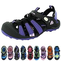 Gold Pigeon Shoes Magnetic Closure Kids Closed Toe Sandals Girl: 9224 Purple, EU35 (Big Kid Size 4.5-5)