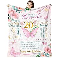 Gifts for 20 Year Old Female, 20 Year Old Girl Birthday Gifts for Her, Best Gifts for 20 Year Old Girl, Happy 20th Birthday Gift for Women Fleece Blankets 60 X 50 Inch…