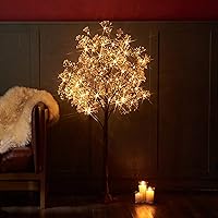 Hairui Lighted Gypsophila Tree 4FT 90 LED Artificial Baby Breath Flowers with Lights for Wedding Party Winter Christmas Holiday Decoration