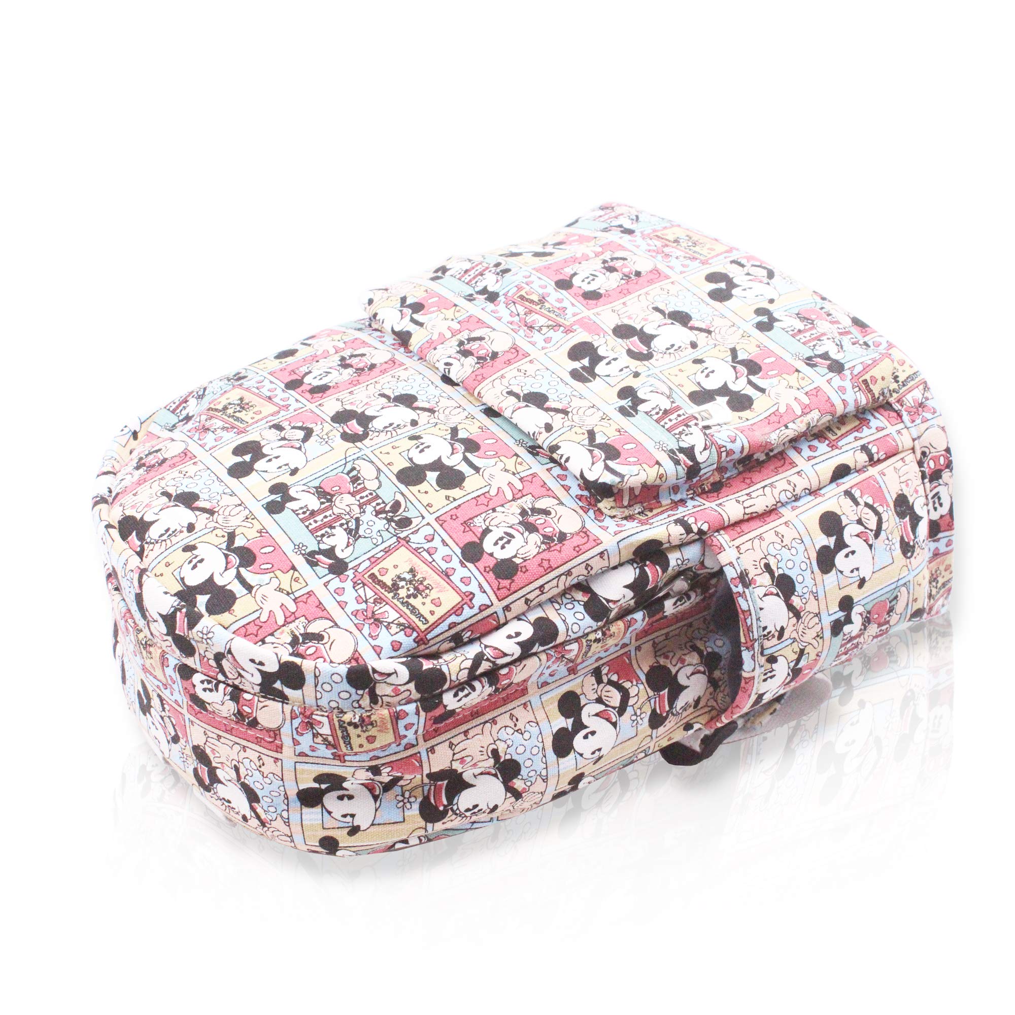 FINEX Mickey Mouse & Minnie Mouse Comic Style Canvas Casual Daypack with 15 in Laptop Storage Compartment