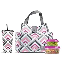 Lunch Bag For Women, Insulated Womens Lunch Bag For Work, Leakproof & Stain-Resistant Large Lunch Box For Women With Containers and Matching Tumbler, Snap Closure Westport Bag Magenta