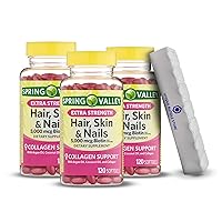 Spring Valley, Hair Skin and Nails Vitamins, Softgels, 5,000 Mcg, 120 Count Dietary, Hair Skin Nails Supplement + 7 Day Pill Organizer Included (Pack of 3)