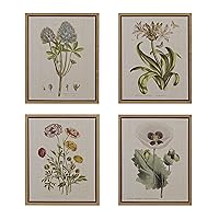 Martha Stewart Herbal Botany Wall Art Living Room Decor - Floral Linen Canvas, Farmhouse Lifestyle Bathroom Decoration, Ready to Hang Painting for Bedroom, 17.84