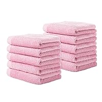 Yoofoss Luxury Washcloths Towel Set 10 Pack Baby Wash Cloth for Bathroom-Hotel-Spa-Kitchen Multi-Purpose Fingertip Towels and Face Cloths 10'' x 10'' - Pink