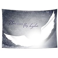 QGHOT Grey Inspirational Tapestry You Can Fly Higher Quote Tapestry Wall Hanging White Motivational Wall Art Positive Spirit Tapestry for Home Office Study Room Dorm Decor (90.6