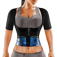 MATKAO Sauna Suit for Women Weight Loss Sauna Shirt for Women Sweat Suit Waist Trainer Vest Fitness Body Shaper Zipper