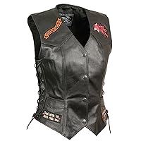 Ladies Biker Vest All Patches Included with Side Laces