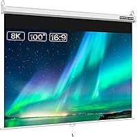 100 inch Projector Screen Pull Down, 3 Layers PVC Auto-Locking Manual Pull Down Projector Screen Retractable, 16:9 Portable Projector Screen Indoor Outdoor - Home Theater Office Education