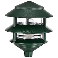 Nuvo SF77/323 One 2 Louver Hood Outdoor Pagoda Landscape Pathway Light, 2 Tier-Small, Green