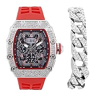CHARLES RAYMOND Luxury Men Watch Crystal Unique Tonneau Shape Comfortable Silicone Band Show Your Style