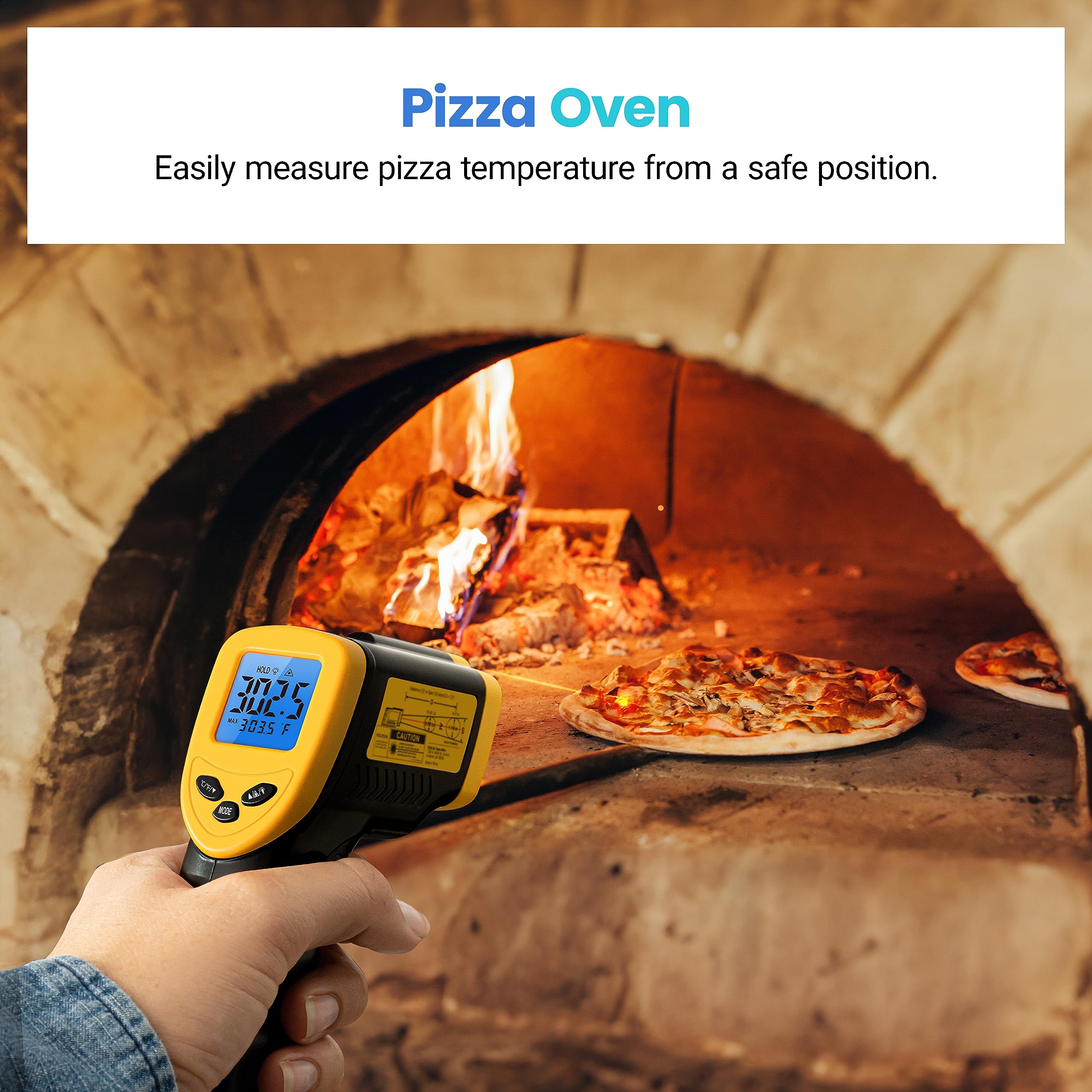 Etekcity Infrared Thermometer 1080, Pizza Oven, Blackstone Accessories, Temperature Temp Gun for Cooking, Laser Pool Surface Tool for Kitchen, HVAC, Griddle, Grill, -58°F to 1130°F, Yellow