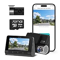 70mai True 4K Dash Cam A800S with Sony IMX415, Front and Rear, Free 128GB SD Card, Built in GPS, Super Night Vision, 3'' IPS LCD, Parking Mode, ADAS, Loop Recording, iOS/Android App Control