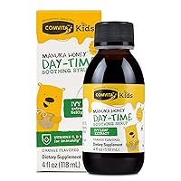 Kids Daytime Soothing Natural Syrup, UMF 10+ Manuka Honey, Vitamin C, D & Zinc, Ivy Leaf Extract, Orange Flavor 4 oz