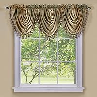 Soft Waterfall Valance Window Curtains - 46 Inch Width, 40 Inch Length - Ombre (Earth) - Light Filtering Decorative Polyester Drapes for Bedroom Living & Dining Room by Achim Home Decor