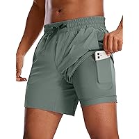 CRZ YOGA Men's 2 in 1 Running Shorts with Liner - 5''/ 7''/ 9'' Quick Dry Workout Sports Athletic Shorts with Pockets