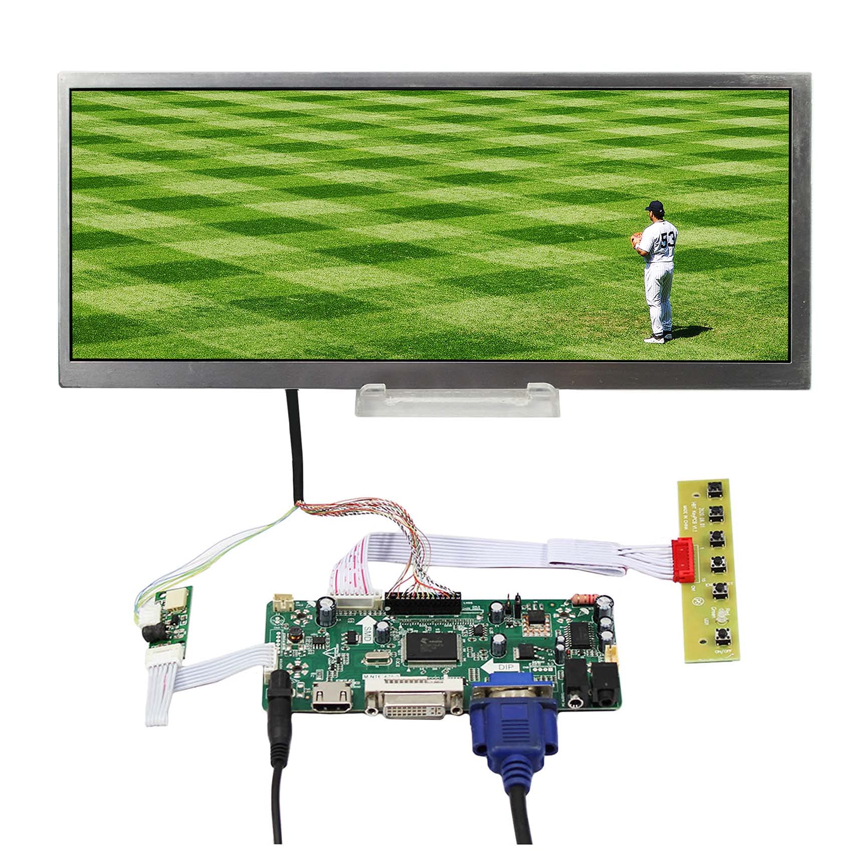 VSDISPLAY 12.3 inch 1920x720 FHD 850nit IPS LCD Screen HSD123KPW2-D10 and HD-MI DVI VGA Audio LCD Controller Board M.NT68676