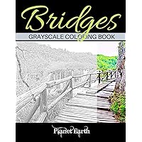 Bridges Grayscale Coloring Book: Beautiful Bridges in the Forest. Grayscale Coloring Book for Adults.
