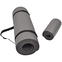 Signature Fitness All Purpose 1/2-Inch Extra Thick High Density Anti-Tear Exercise Yoga Mat and Knee Pad with Carrying Strap and Optional Yoga Blocks, Multiple