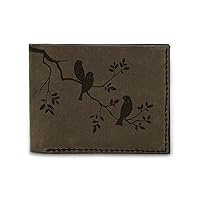 Men's Bird On Branch Handmade Natural Genuine Pull-up Leather Wallet MHLT_03