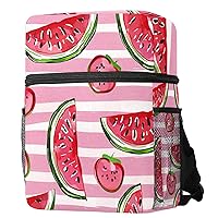 Travel Backpack,Small Backpack,Carry on Backpack,Watermelon and Strawberry Pink Stripes,Backpack