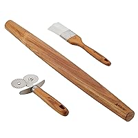 Anolon Tools and Gadgets 3-Piece Prep Set Pastry Wheel Cutter, Pastry Brush, 19