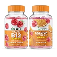 Lifeable Vitamin B12 + Calcium with Vitamin D, Gummies Bundle - Great Tasting, Vitamin Supplement, Gluten Free, GMO Free, Chewable