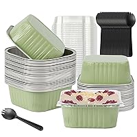 Cupcake Liners With Lids, 30PCS 10oz Square Mini Aluminum Pans with Lids Mini Cake Pans with Lids Disposable Aluminum Foil Ramekins with Lids Baking Cups With Lids Gifts for Wife, Fern