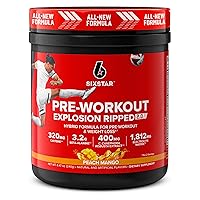 Pre-Workout Explosion Ripped 2.0 Peach Mango - Endurance Powder with Caffeine, Beta-Alanine, Lactic Acid Buffer, Electrolyte Recovery, C. canephora Robusta for Weight Loss - 30 Servings