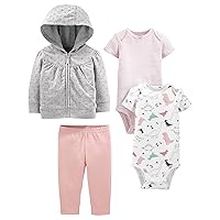 Baby Girls' 4-Piece Jacket, Pant, and Bodysuit Set