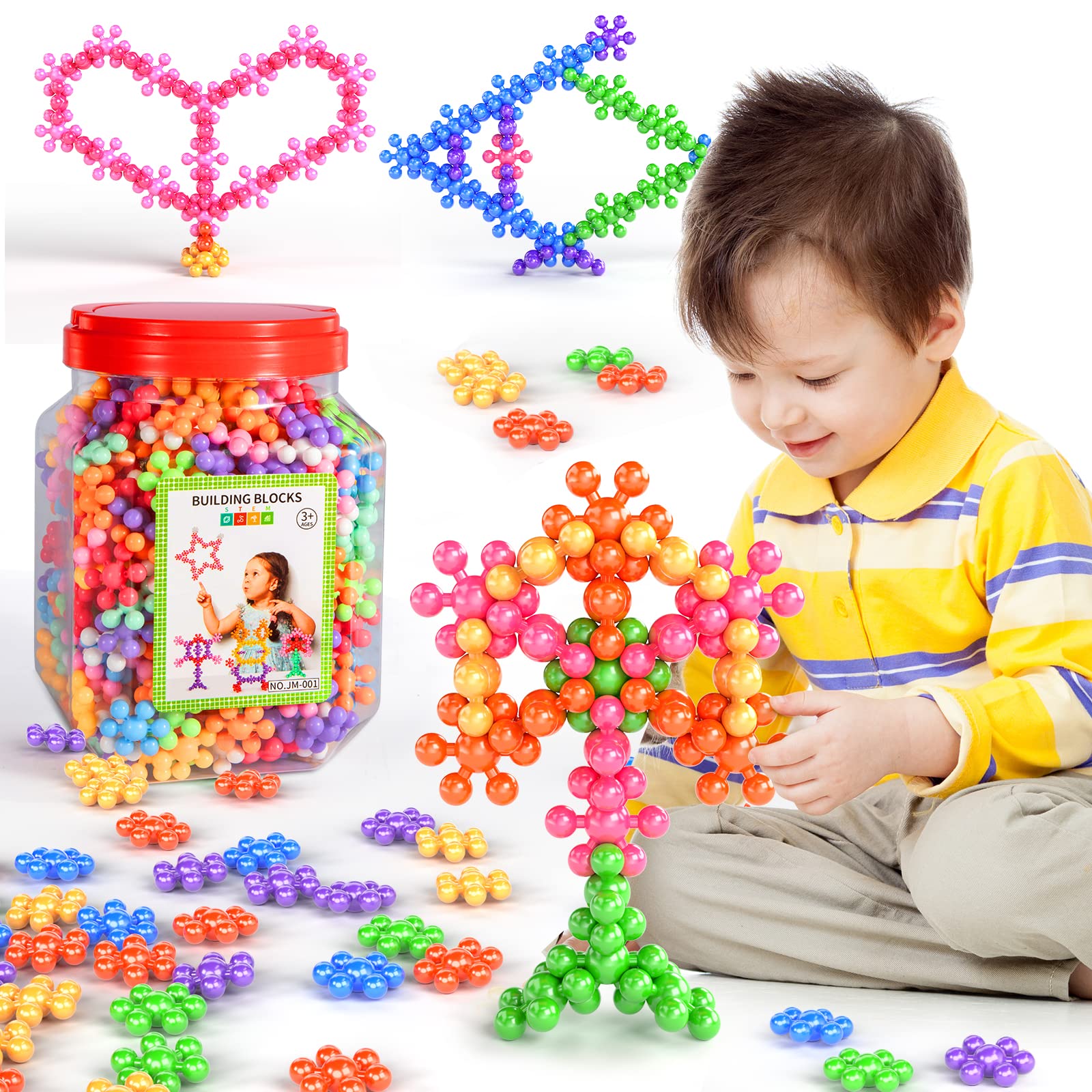 Babyhome 400 Pieces Building Blocks Kids STEM Toys, Interlocking Solid Plastic Educational Toys Sets for Preschool Kids Boys and Girls Aged 3+, Safe Material Creativity Kids Toys
