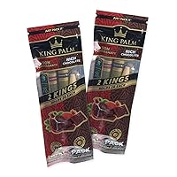 King Size Cones - 2 Packs, 4 Rolls Per Pack - Organic Pre Rolled Cones - King Palm Pre Rolls Dual Pack - (Pomegranate & Chocolate, 2 Packs, 4 Rolls)