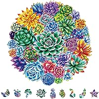 Succulent Plant Wooden Puzzle for Adults - 200 Pieces, Unique Design, Gift for Teens and Adults, Liberty Jigsaw Puzzles, Wood Adult Jigsaw