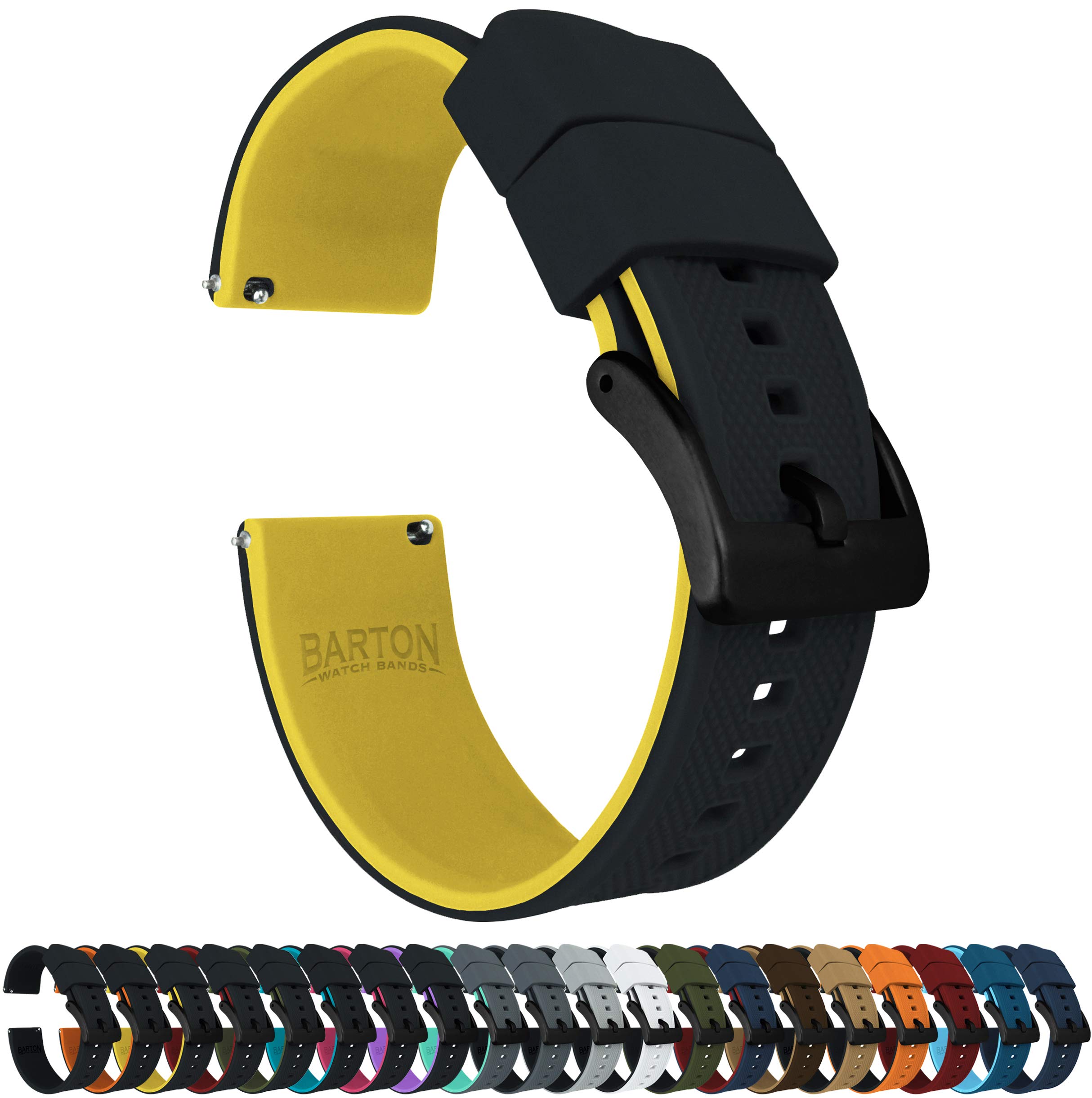 BARTON Elite Silicone Watch Bands - Quick Release - Choose Strap Color & Buckle Color (Stainless Steel, Black PVD or Gunmetal Grey) - 18mm, 19mm, 20mm, 21mm, 22mm, 23mm & 24mm Watch Straps