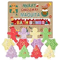 MAQUITA 12Pcs Christmas Bath Bombs,4 Colors Snowflake + 4 Colors Christmas Tree + 4 Colors Gingerbread Man Great Christmas Gift for Boys and Girls