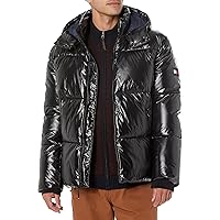 Tommy Hilfiger Men's Shiny Quilted Puffer with Patch Logo