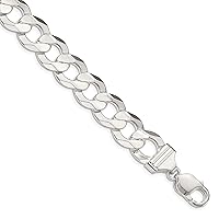 Sterling Silver 13.8mm Concave Beveled Curb Chain