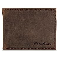 Eddie Bauer Men Signature Bifold Passcase Wallet (Available in Ripstop Nylon, Cotton Canvas, Or Leather)