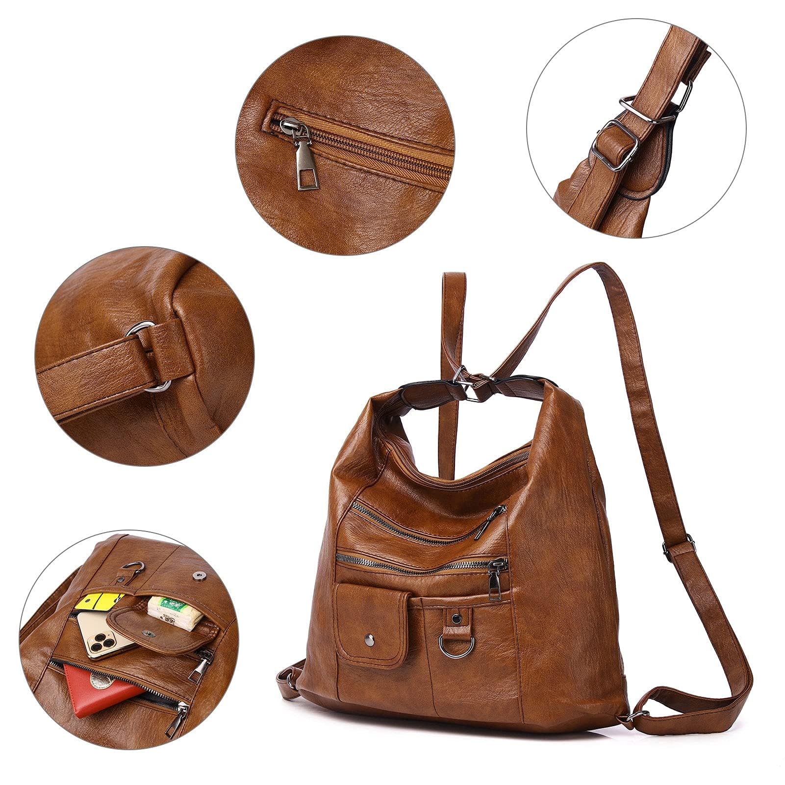 Ladies Handbags PU Leather Women Shoulder Bag Hobos Tote Purse Crossbody Large Capacity Fashion Backpack