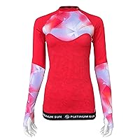 Women Rash Guard Long Sleeve UV UPF 50+ Sun Protection Zip Swim Shirt Rashguard Swimsuit Active
