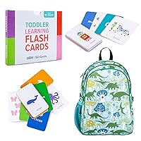 Wildkin 15-Inch Backpack and Learning Flash Cards Bundle: Fun Educational Card, and Comfortable Kids Adventures (Dinomite Dinosaurs)