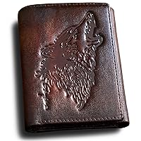 Men's Trifold Wallet,Wolf Wallets For Men Leather,Rfid Blocking,Gifts For Him Husband (coffee)