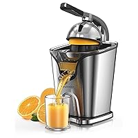 150W Electric Citrus Juicer Squeezer with 2 Cones, Healnitor Stainless Steel Quiet Orange Juice Extractor Machines for Lime Grapefruit Lemon, Detachable Design