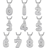 ChainsHouse Bubble Initial Necklace Women Men Platinum/18K Gold Plated Personalized Hip Hop Crystal Customized CZ A-Z Letter Pendant with Stainless Steel Rope Chain or Tennis Chain