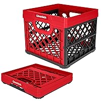 CleverMade Collapsible Milk Crate, Red, 1PK - 25L (6 Gal) Stackable Storage Bins, Holds 50lbs Per Bin - Clevercrates are Heavy Duty, Plastic Collapsible Storage Crate for Multi Purposes