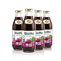 Biotta Organic Beet Juice - 100% Natural Beetroot Superfood - Helps Support Blood Pressure, Brain, Stamina & Energy - Natural Nitric Oxide & Potassium Booster - Gluten Free (32 Fl Oz, Pk of 4)