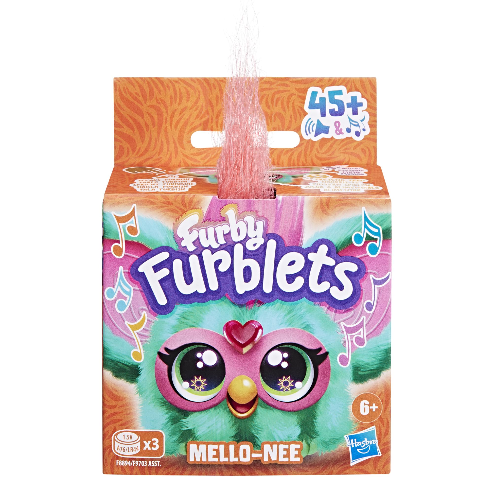 Furby Furblets Mello-Nee Mini Friend, 45+ Sounds, Summer Chill Music & Furbish Phrases, Electronic Plush Toys for Girls & Boys 6 Years & Up, Watermelon Red & Green