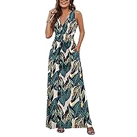 AUSELILY Women's Summer Sleeveless Loose Maxi Dress Casual Long Dress with Pockets