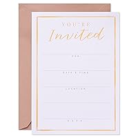 American Greetings Wedding Invitations with Envelopes, White and Gold (25-Count)