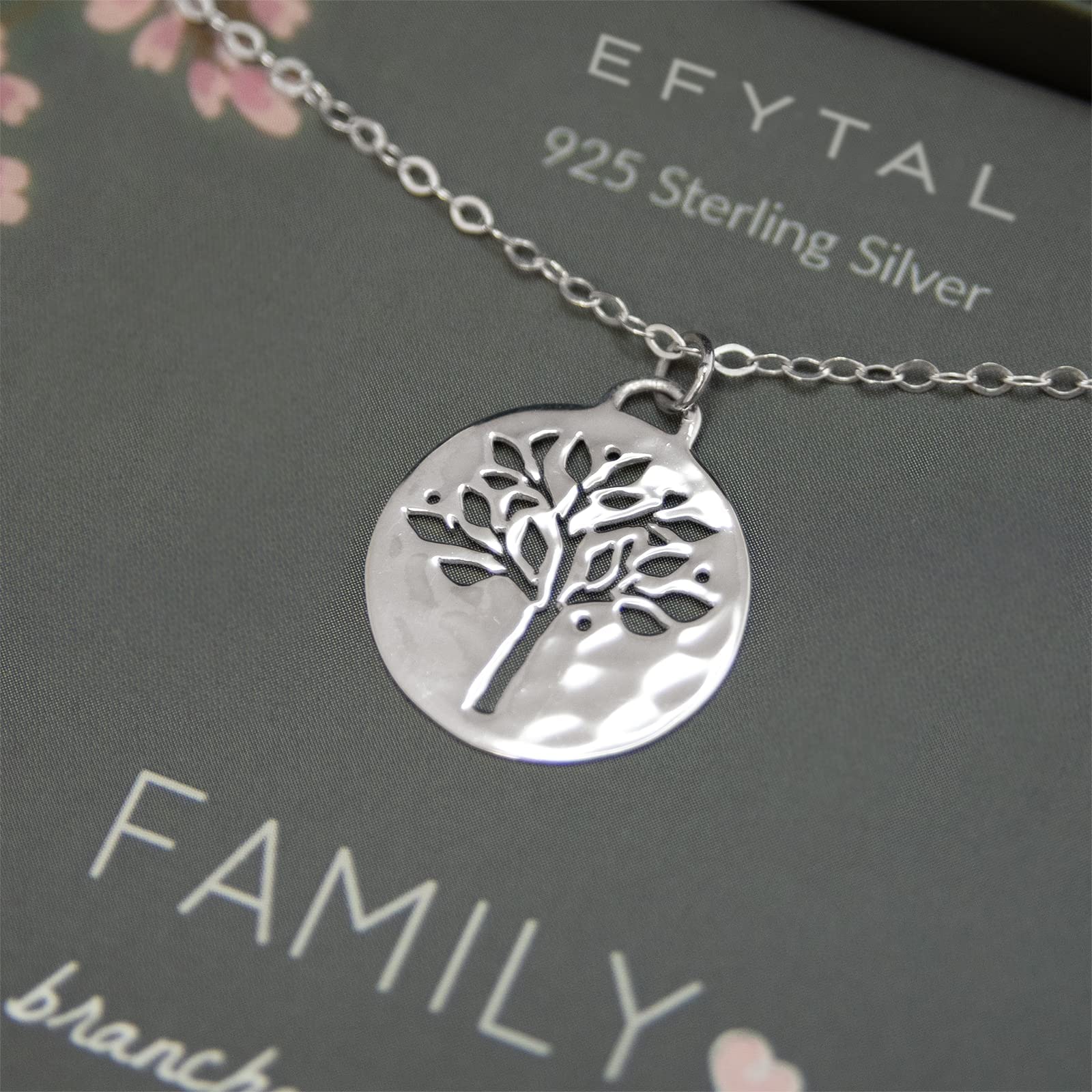 EFYTAL Grandma Gifts, 925 Sterling Silver Family Tree of Life Necklace, Mother's Day Jewelry Gift Ideas